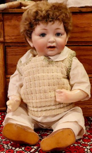 14 " Antique German Bisque 211 Kestner Character Baby Doll W/orig Lambswool Wig