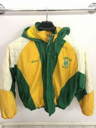 University Of Oregon Ducks Starter Jacket With Hood Vintage Retro Throw Back