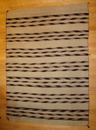 Antique All Natural Navajo Striped Blanket Native American Rug Weaving