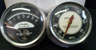 Airguide Tachometer & Speedometer Vintage Chrome 0 - 6k & 80mph