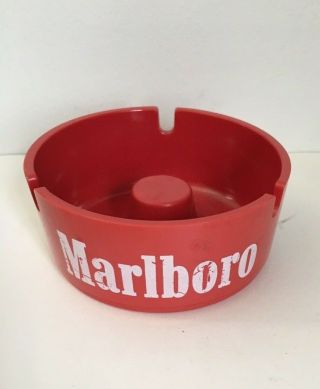 Vintage Marlboro Cigarettes Domed Ashtray Red W/ White Letters Melamine Plastic