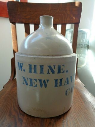 Antique C W Hine Haven Conn 2 Gallon Whiskey Jug