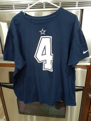 Nike Dak Prescott 4 Dallas Cowboys Navy T - Shirt Men’s Size 2 Xl
