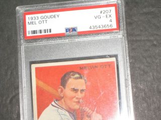 1933 Goudey MEL OTT Baseball Card 207 PSA 4 VG - EX Antique York Giants 2