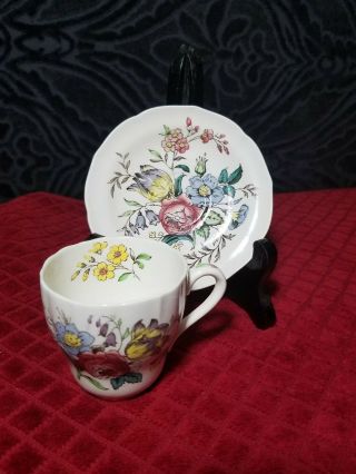 Vintage English Copeland Spode Pottery Demitasse Tea Cup & Saucer Set