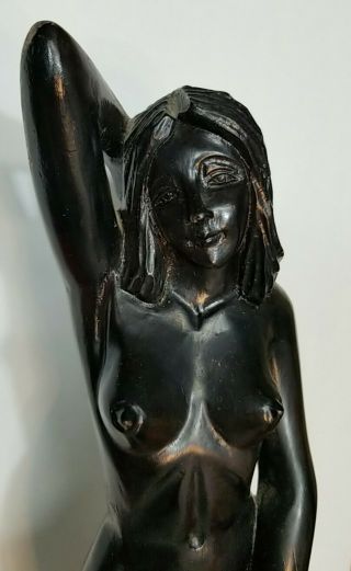 20 " Dark Wood Carving Female Nude Woman Art Sculpture Statue