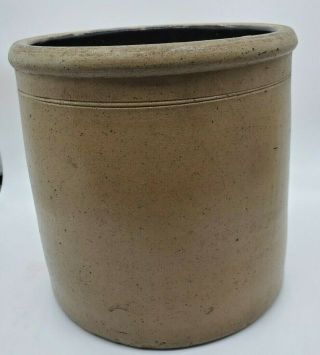Primitive Stoneware Crock Vintage Salt Glazed Stoneware Pottery 7 " X 7 "