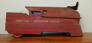 Antique Pressed Steel Special Western Flyer Train Ride On Toy Locomotive