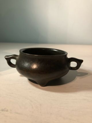 Rare Miniature Chinese Bronze Censer With Early Mark