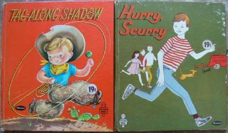 2 Vintage Whitman Tell - A - Tale Books Tag - Along Shadow,  Hurry Scurry