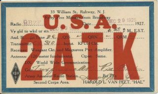 Vintage Ham Radio Qsl Cards 2 Atk 1928 Rahway,  Nj
