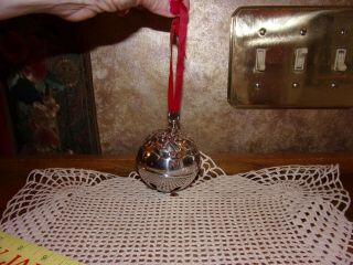Vintage Reed Barton 1984 Silverplate Christmas Holly Bell Jingle Bell Ornament