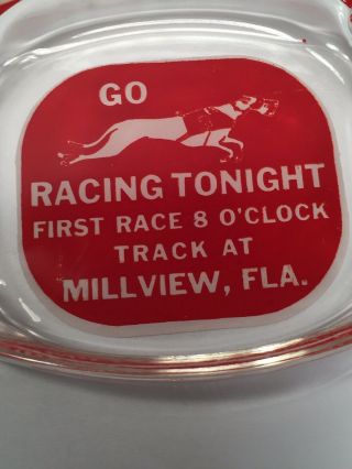 Go Racing Tonight Dog Track Greyhound Vintage Glass Advertising Ashtray 3