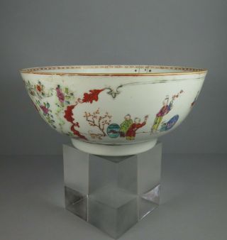 Antique 19th Century Chinese Porcelain Famille Rose Large Punch Bowl