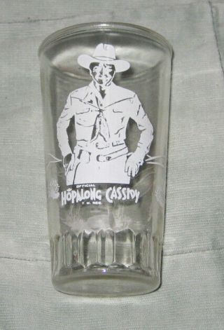 Vintage 1950s Hopalong Cassidy White On Clear Drinking Glass