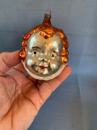 Antique Mercury Glass Ornament Figural Angel Head 3”