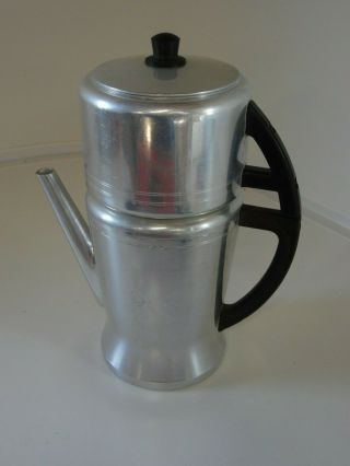 Vintage West Bend 8 Cup Drip Coffee Maker Pot Aluminum 12 " Tall Marked On Bottom