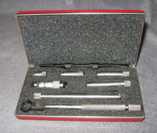 Vintage Ls Starrett Inside Micrometer Set No 823 W/ Red Storage Case 1/2 " - 4 "