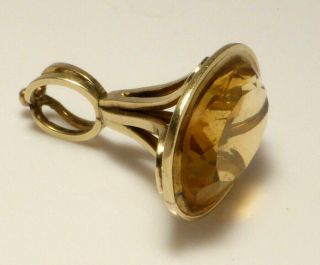 Fine Lovely Antique Victorian 9k 9ct Yellow Gold & Citrine Pendant Fob Seal