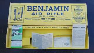 Vintage Benjamin Single Shot Air Rifle Box W Paperwork (rifle Not)