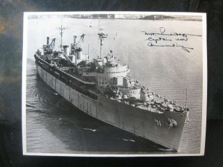 Vintage Us Navy 8 X 10 Photo Uss Fulton As - 11 Signed By Commanding Officer 1010