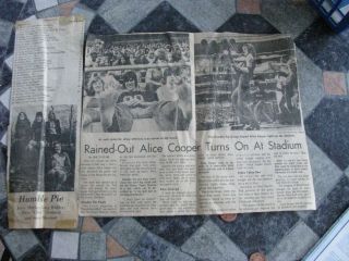 Vtg Old Ephemera Humble Pie Alice Cooper Newspaper Cuttings 1972 Or 73