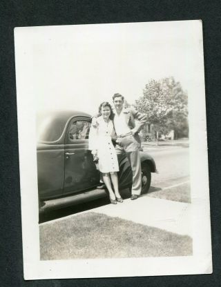 Vintage Car Photo Man & Woman W/ 1935 Ford 3 Window Coupe 990012