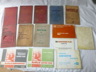 Joblot 12 X Vintage Bedford Instruction Books Cf,  Tj,  Tk,  Hae,  Cas,  Cal,  Astra