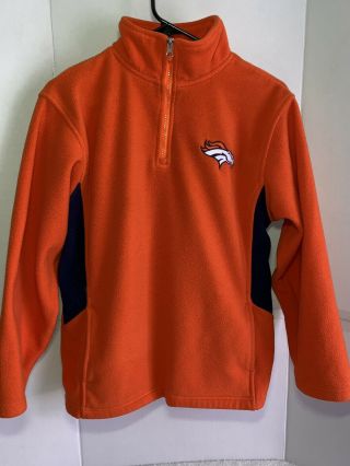 Nfl Denver Broncos Youth Zip Up Sweatshirt Orange Colorway Size Medium