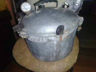Vintage Large " All American " Cast Aluminum Pressure Cooker,  Canner No 910 10.  5qt