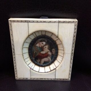 Antique Miniature Painting,  Virgin And Child