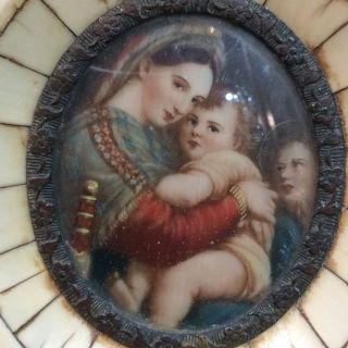 ANTIQUE MINIATURE PAINTING,  VIRGIN AND CHILD 3