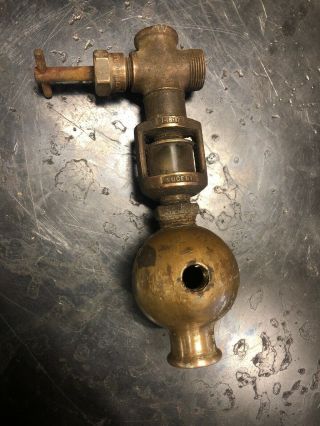 Antique Brass Nugent Sight Feed Oiler Hit Miss Engine Steam