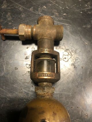 Antique Brass Nugent Sight Feed Oiler Hit Miss Engine Steam 2