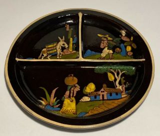 Vintage Antique Mexican Tlaquepaque 1920’s Folk Art Pottery Ceramic Dish Plate