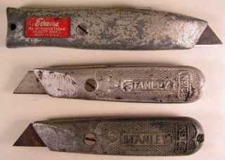 2 Vintage Stanley No.  199 Utility Knifes Plus No.  01 Evans Utility Knife Tools