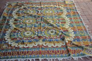 Vintage Tapestry Tablecloth/ Bedspread? With Tassels 71/2 X 61/2 Ft