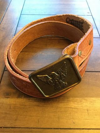 Bsa,  Vintage Boy Scout Leather Eagle Scout Belt And Buckle,  Waist 34