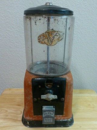 Antique Victor Model 1 Cent Vendor Gumball Coin Op Peanut Candy Machine Restore?