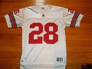 Ohio State Buckeye Football Jersey 28 Adult Size Medium /white& Red Euc
