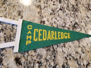 Vintage Pennant 9 " Velveteen Girl Scouts Camp Cedarledge Pevely Mo.  1940s Or 50s