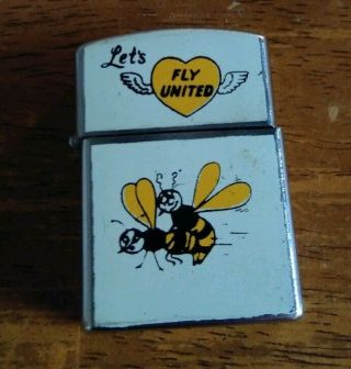Old Naughty Risque Bee Lets Fly United Nesor Zippo Lighter Case.
