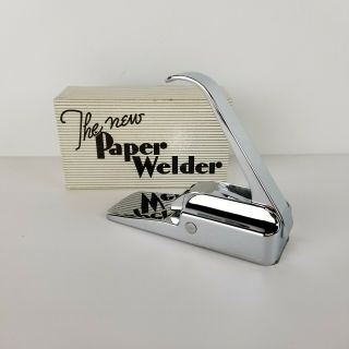 Vintage Chrome Paper Welder Crafters Paperweight Art Object Staple - Stapler