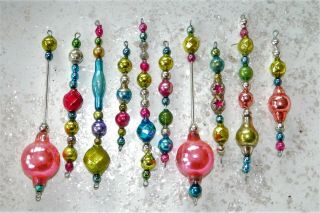 Vintage Easter Mercury Glass Bead Icicle Ornaments Christmas Garland Spring
