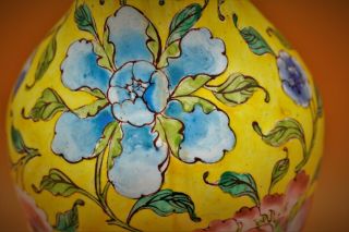 18th Century - CHINESE Antique ENAMEL Mille Fleur FLOWER Vase Fine YELLOW GROUND 3