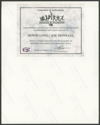 Joe Montana & Howie Long Dual - Signed 8x10 Sack - Autograph Raiders 49ers Holo
