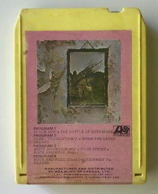 Vtg 1971 Led Zeppelin Iv 4 Symbols 8 - Track Tape Album Zoso Rare Og
