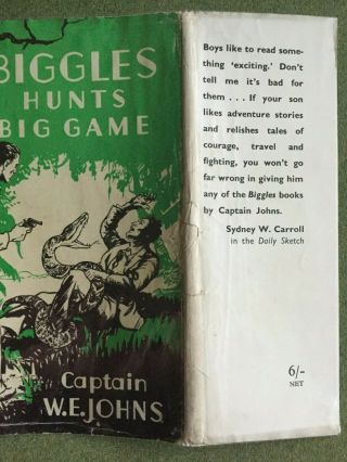 W E Johns Biggles Hunts Big Game 1st Edition 1948 dustwrapper 3