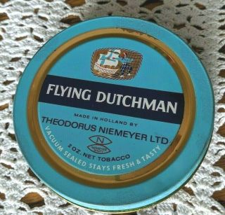 Flying Dutchman tobacco tin,  blue,  schooner,  2 oz size,  4 1/8 