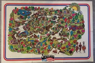 Pre 1982 Vintage Opryland Usa Map Of Themepark Country Music Nashville